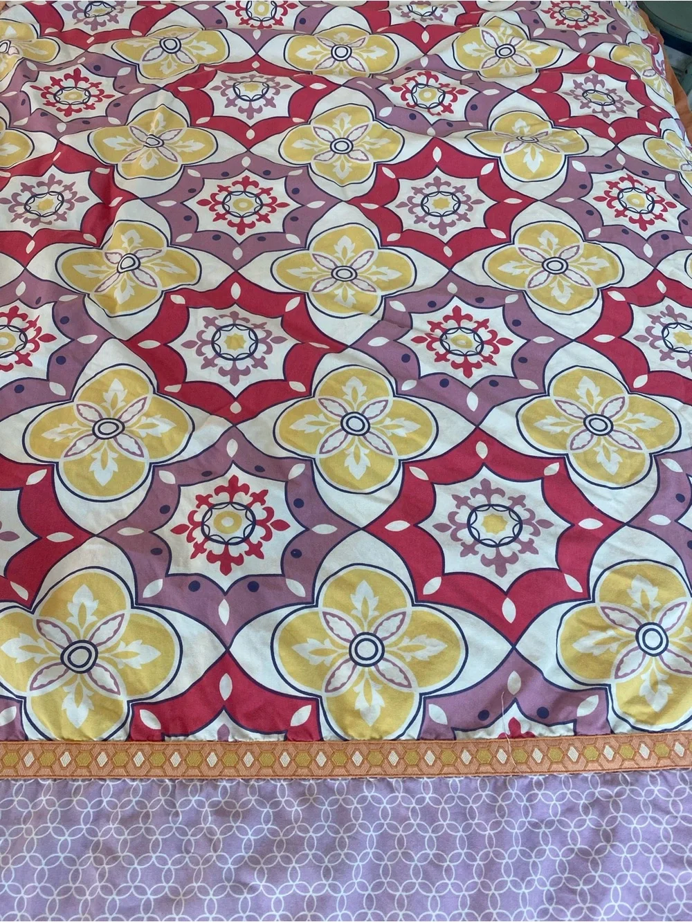 Sky Patchwork Duvet Cover in Pink, Yellow, Purple, Orange Twin